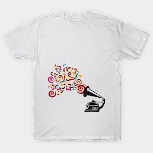 Abstract swirl background with record player T-Shirt
